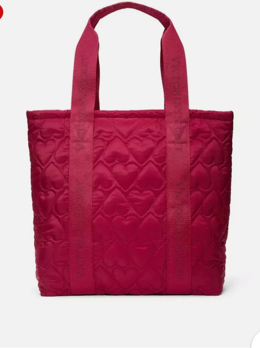 Victoria's Secret Quilted Heart Tote - Deep Raspberry